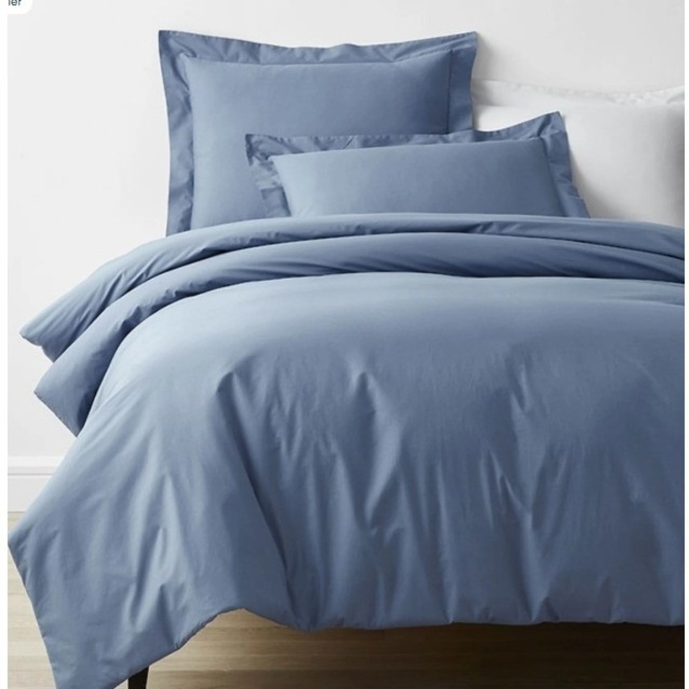The Company Store Company Cotton Percale Queen Duvet Cover Slate Blue